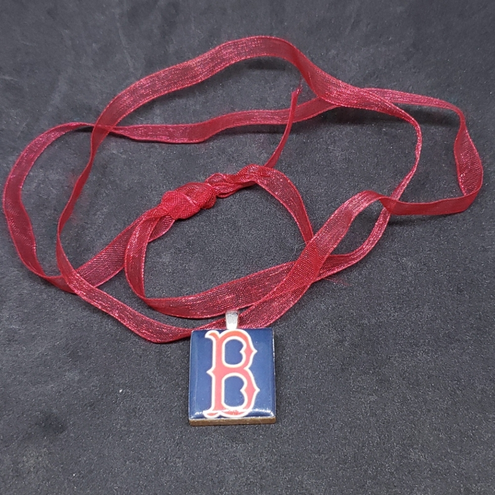 Handmade Boston Red Sox Scrabble necklace